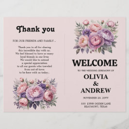 Bröllopsprogram för Blommigt av Elegant för rosa o