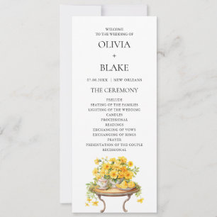 Bröllopsprogram för Blommigt av elegant Vit och Gu