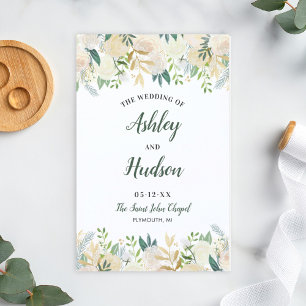 Bröllopsprogram för Blommigt av Guld och Grönt