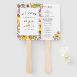 Bröllopsprogram för Blommigt av gult och Rosa vatt