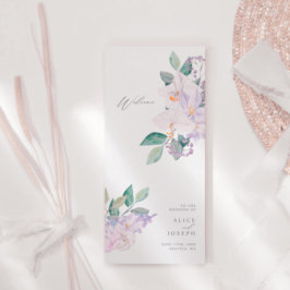 Bröllopsprogram för Blommigt av Lila vattenfärg i 