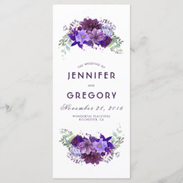 Bröllopsprogram för Blommigt av plommon och violet Program