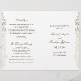 Bröllopsprogram för Blommigten Guld Vintage