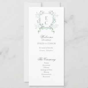 Bröllopsprogram för elegant Blommigt Monogram Vape
