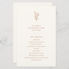 Bröllopsprogram för enkel botanisk bränd Orange