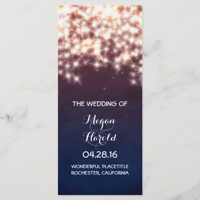 Bröllopsprogram för flottan i Rustic String Ljus Program (Framsida)