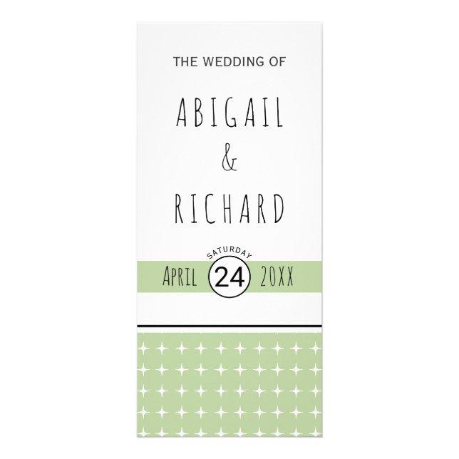 bröllopsprogram för grönt av hand plockade-typogra reklamkort (Framsidan)