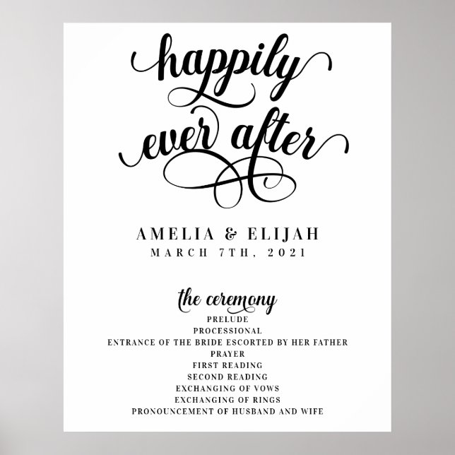 Bröllopsprogram för 'Happily Ever After Ceremony' Poster (Framsidan)