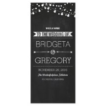 Bröllopsprogram för kalkboard String Ljus