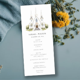 Bröllopsprogram för katolska vattenfärgskyror inbjudningar