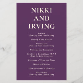 Bröllopsprogram för Lila av rensa fetstilta Typsni