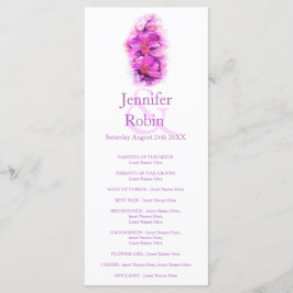 Bröllopsprogram för lila av rosa för orkidfärgad v program