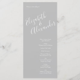 Bröllopsprogram för ljusa Gulter och Grått Ro Blom Meny