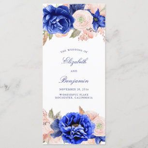 Bröllopsprogram för marin och Rosa Blommigt Program