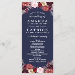 Bröllopsprogram för marsala-flodfloder i Peony Program