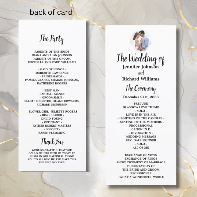 Bröllopsprogram för minimal Elegant av foto (Skapare uppladdad)