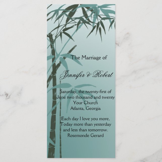 Bröllopsprogram för naturlig bamboo-övertoning program (Framsida)