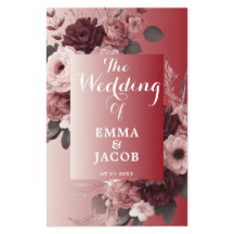 Bröllopsprogram för  Rosa Burgundy-Blommigt