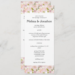 Bröllopsprogram för rosa Magnolia Blommigt Program