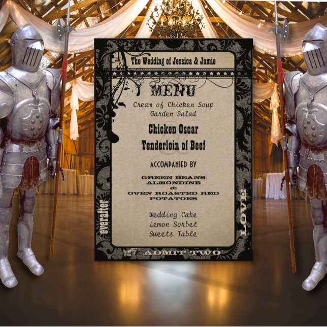 Bröllopsprogram för spellack, metallisk Silver Meny (Skapare uppladdad)