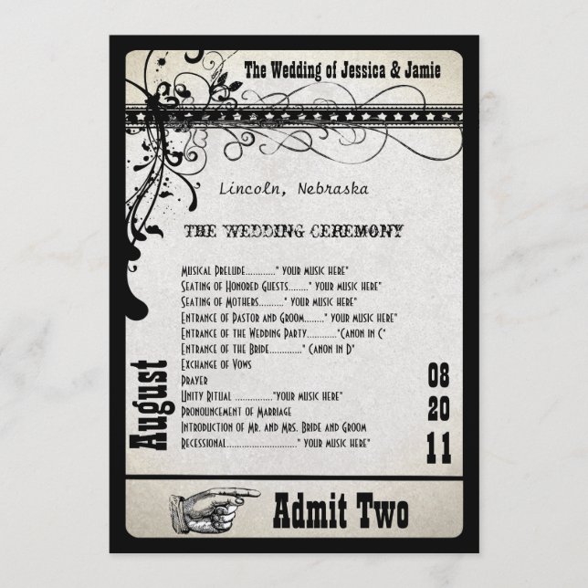 Bröllopsprogram för spellack, metallisk Silver Program (Framsida)