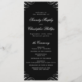 Bröllopsprogram för svartvit kalligrafi meny