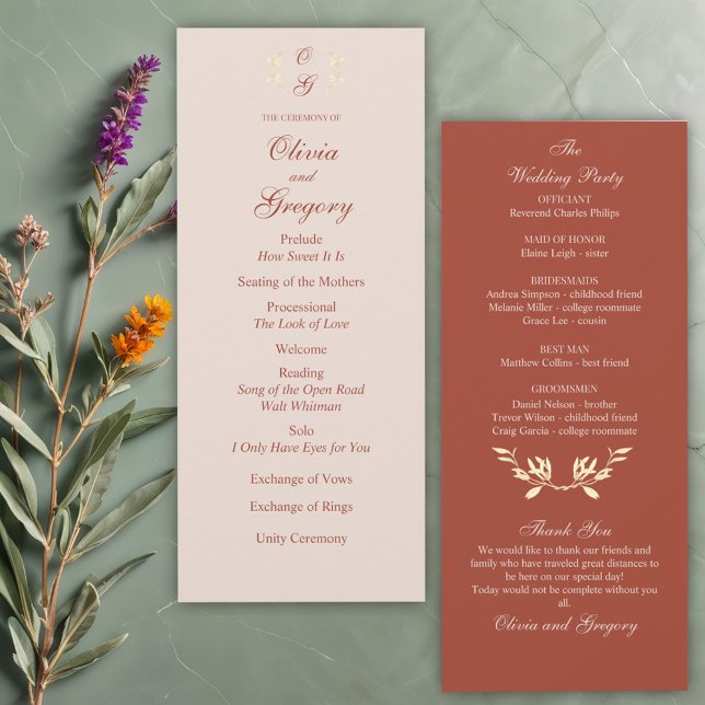Bröllopsprogram för tidslös Blommigt, Rustic (Skapare uppladdad)
