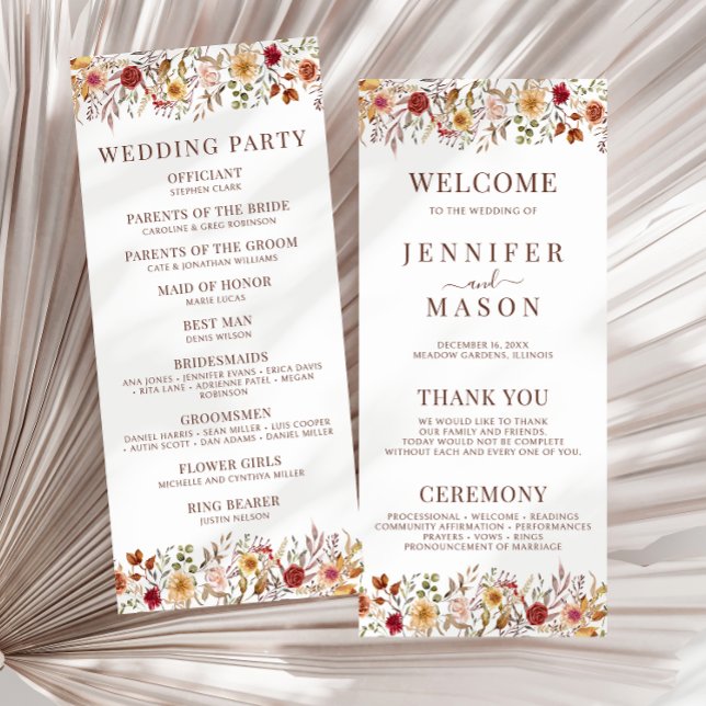Bröllopsprogram för torkade höstblommor (Skapare uppladdad)