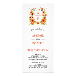 Bröllopsprogram för vapensköld av solnedgång i ora reklamkort