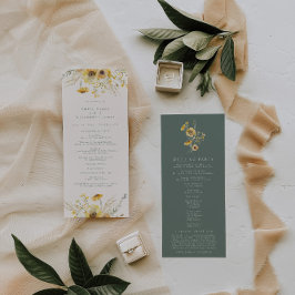 Bröllopsprogram för vattenfärgning Blommigt Solros