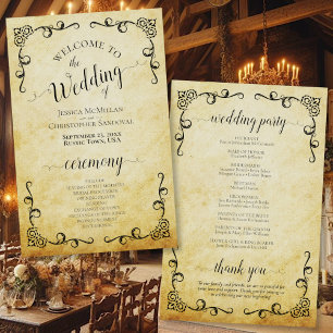 Bröllopsprogram för vintagens parchment & Scrollsa