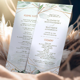 Bröllopsprogram Grönt & Guld Geometric Boho Program