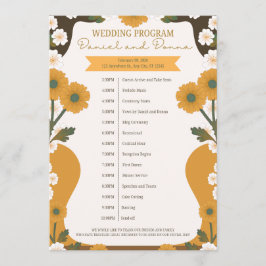 Bröllopsprogram – Gul och vit blomsterkant Des Program