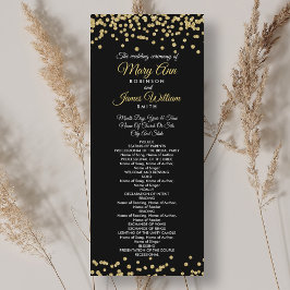 Bröllopsprogram Guld Faux Glitter confetti Black Program