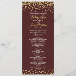 Bröllopsprogram Guld Faux Glitter Confetti Marsala Program