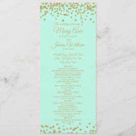 Bröllopsprogram Guld Faux Glitter confetti Mint Program