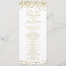 Bröllopsprogram Guld Faux Glitter confetti White Program