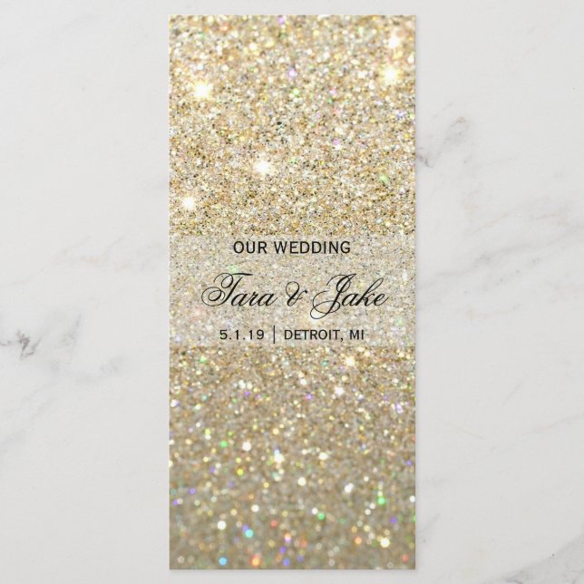 Bröllopsprogram - Guld Glit Fab Program (Framsida)