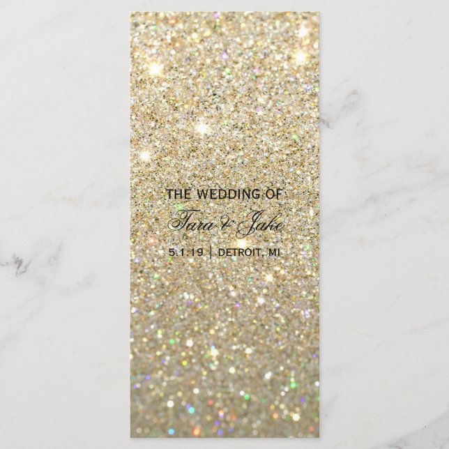 Bröllopsprogram - Guld Glitter Fab Program (Framsida)