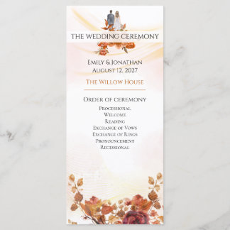 Bröllopsprogram i Blush Sepia Botanical Autumn Program