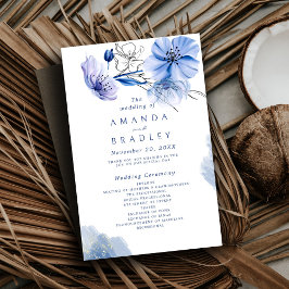 Bröllopsprogram i Dusty Blue & Guld Glitter Blommi