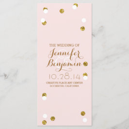 bröllopsprogram i guld glitter konetti program
