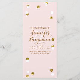 bröllopsprogram i guld glitter konetti program