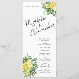 Bröllopsprogram i Light Gult Peony & Ro Blommigt Meny