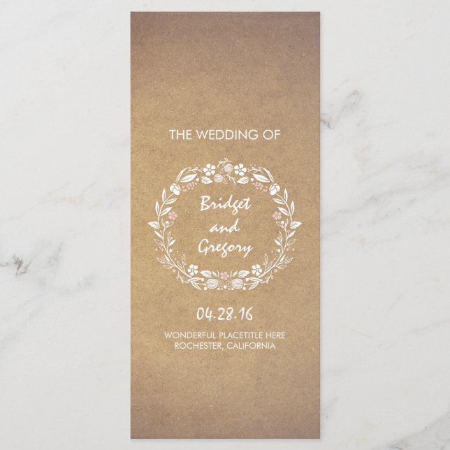 bröllopsprogram i stil med blommigt Wandekraft Program (Framsida)