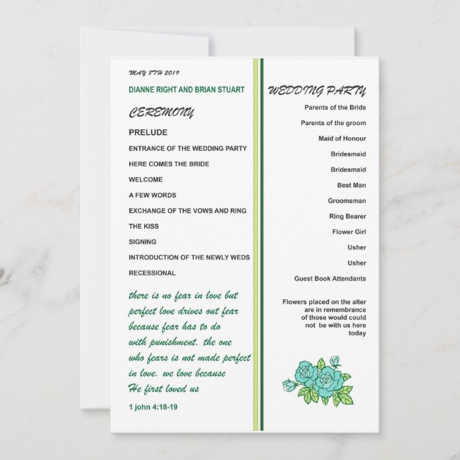 BRÖLLOPSPROGRAM INBJUDNINGAR (Framsida)