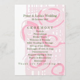 Bröllopsprogram Kultur Mosaic Blommigt Rosa 2 Program