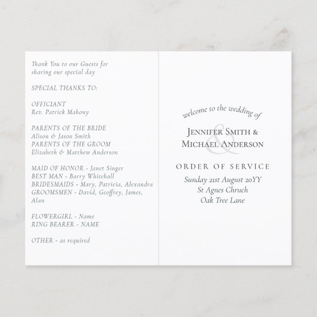 Bröllopsprogram-mall (Framsida)