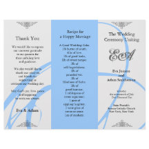 Bröllopsprogram-mappens dubbla blå Grått