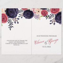 bröllopsprogram med röd marin blommigt